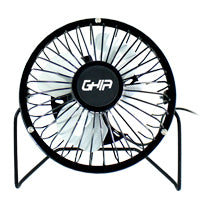 Ghia Mini Ventilador de Escritorio GAC-205, Alimentación USB, Metalico Negro