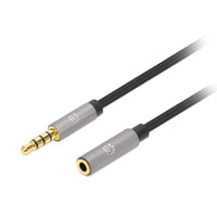 Manhattan Cable Audio Estéreo 356039, 3.5mm Extensión M-H 2.0m, Negro/Aluminio