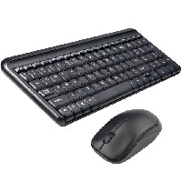 Quaroni Kit Teclado y Mouse Inalámbrico KIQ01, 2.4GHz, Color Negro