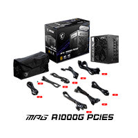 MSI Fuente de Poder MPG A1000G PCIE5, 1000W, 80 Plus Gold, Modular