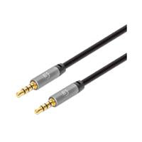 Cable auxiliar de audio Manhattan de 1.5m, 3.5mm, Color Negro, Conector Dorado