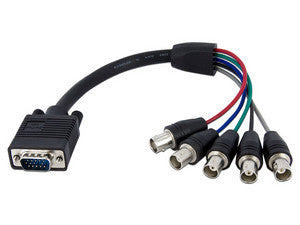 Cable de video Startech VGA a BNC RGBHV (M-H), 0.3 m, con conectores macho-hembra.
