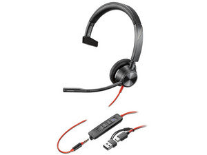 Diadema HP Poly Blackwire 3315 Monaural: Certificada Microsoft Teams, diseño ergonómico, audio alta calidad