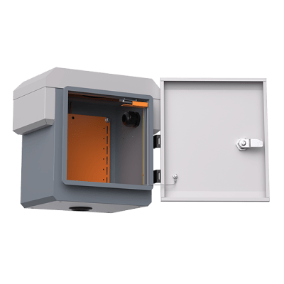 WI-IOTBOXMINIV1 - Gabinete de Protección IP55 / Acero SPCC / 250 x 250 x 180 mm / Rieles DIN / 4 Placas Laterales / Montaje Exterior