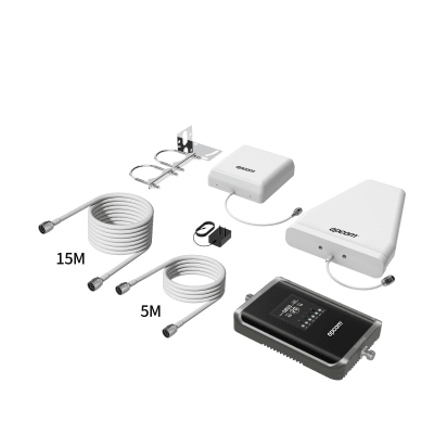 EP-5G-PBS-V2 - Kit Amplificador de Señal Celular 2G, 3G, 4G y 5G / Mejora llamadas convencionales y VoLTE / Amplifica señal de TELCEL, AT&T, MOVISTAR, BAIT,DiRi y más / Cubre hasta 300 m² con una antena y hasta 600 m² con 2 antenas.