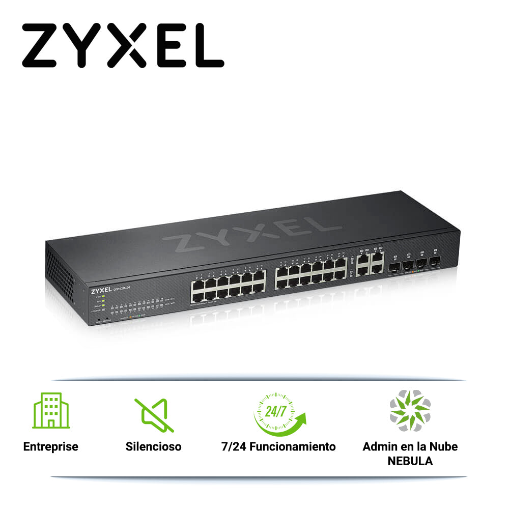 Zyxel Switch GS1920-24V2, 24 Puertos RJ45 100/1000 Mbps, 4 Puertos Combo SFP, Administrable L2