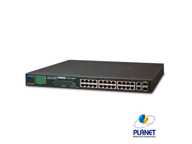PLANET SWITCH FGSW-2622VHP, 24 Puertos RJ45 10/100 Mbps, PoE 802.3at, 300W PoE