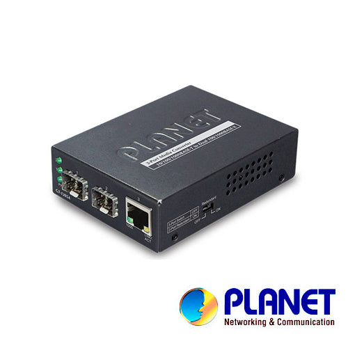 PLANET Convertidor de Medios GT-1205A, 2 Puertos SFP 1000Mbps, 1 Puerto RJ-45 10/100/1000Mbps, Uso Interior