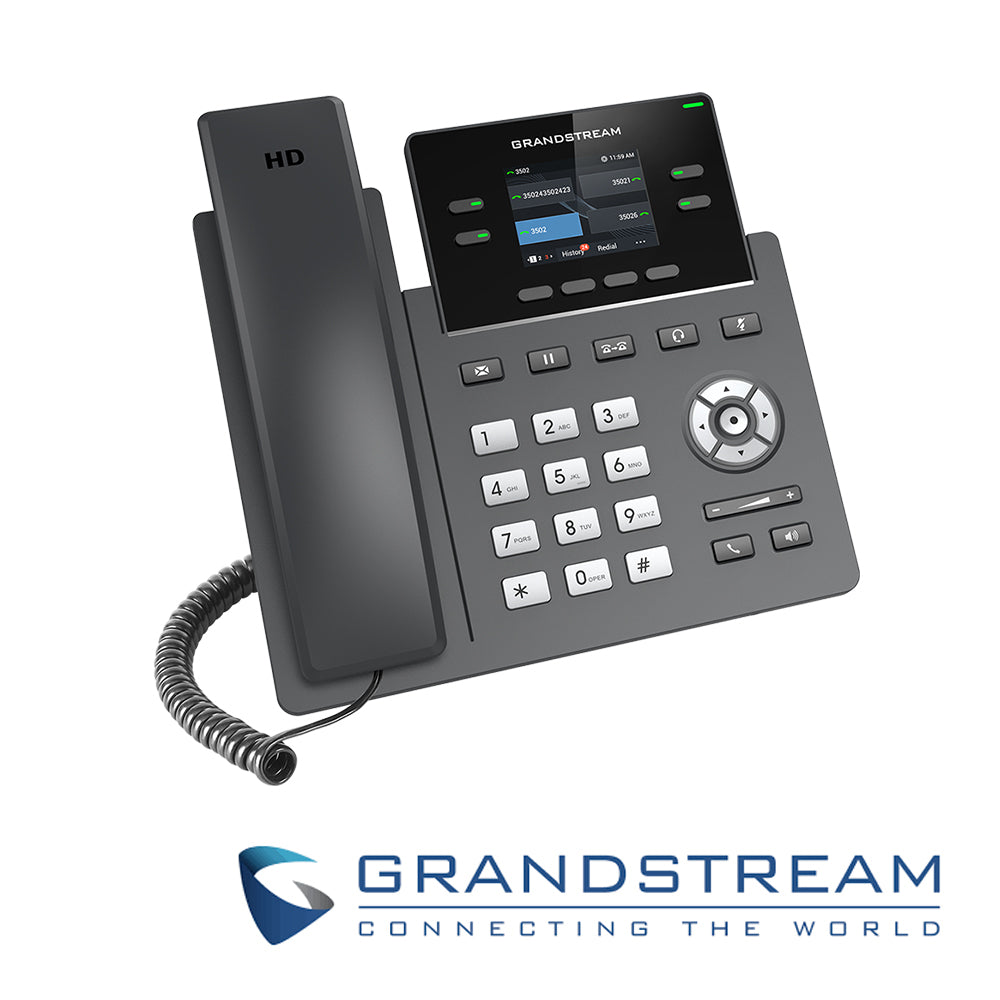 Grandstream Teléfono IP GRP2612, 2 Cuentas SIP, 4 Líneas, Pantalla Color LCD TFT 2 Puertos 10/100Mbps