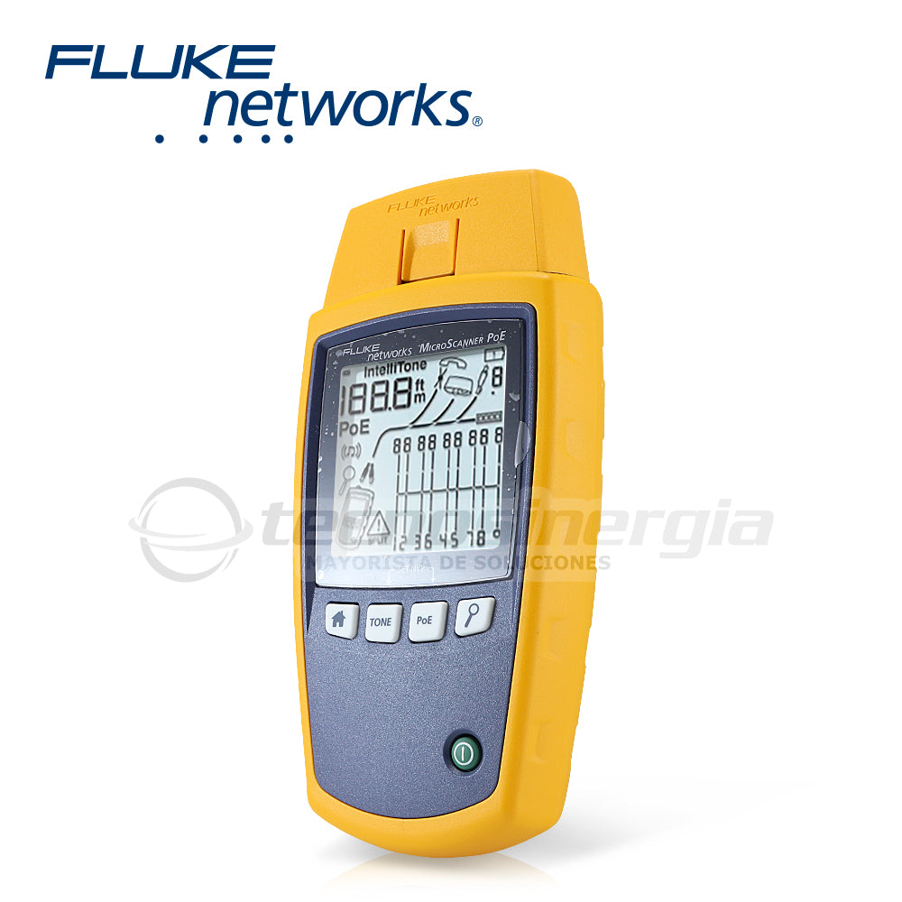 Fluke Networks Verificador de Red MS-POE, Pantalla LCD, Soporta PoE 802.3 AF/AT/BT