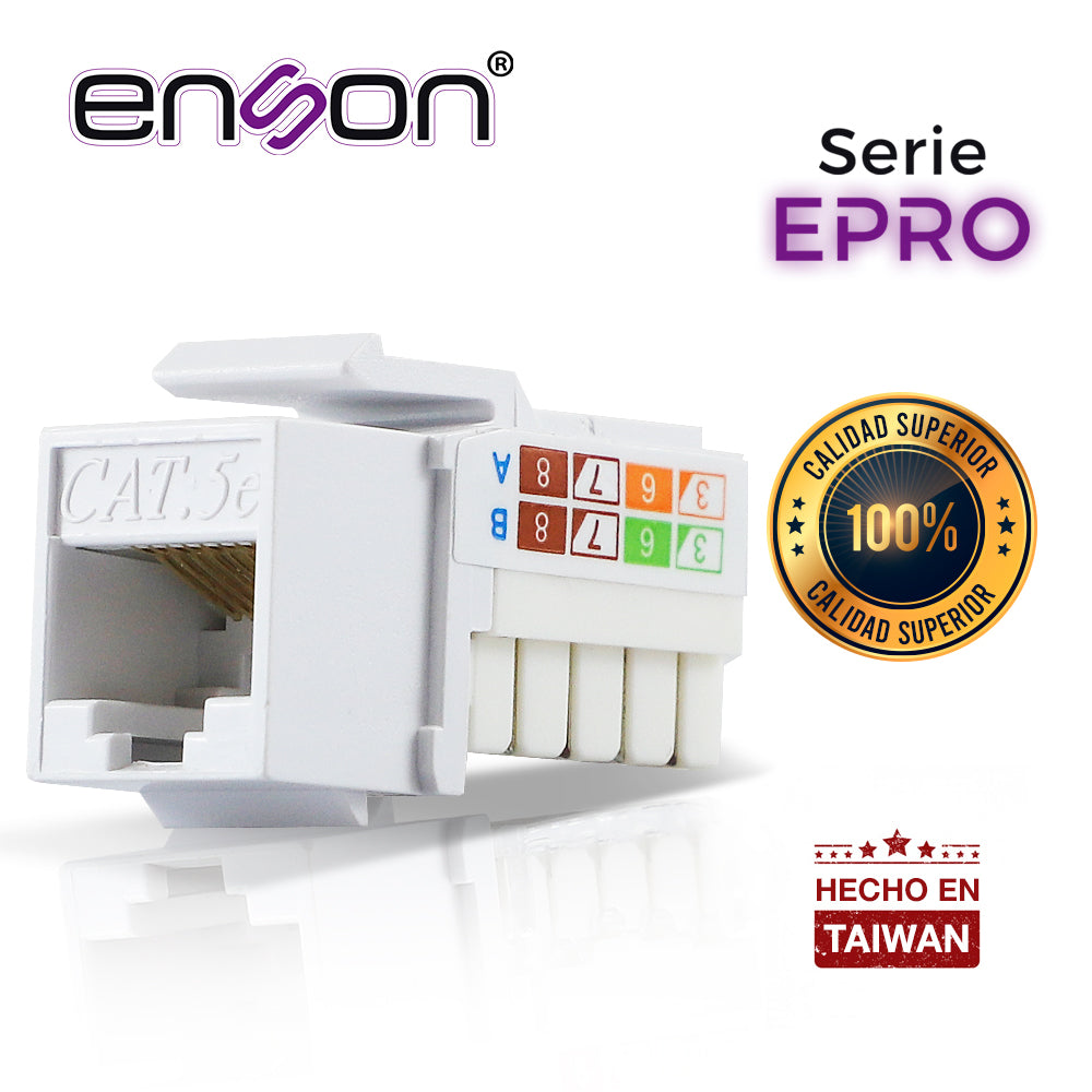 Enson Conector Modular Jack RJ45 EPRO-JACK5E-WH, Cat5e, Vertical, Blanco