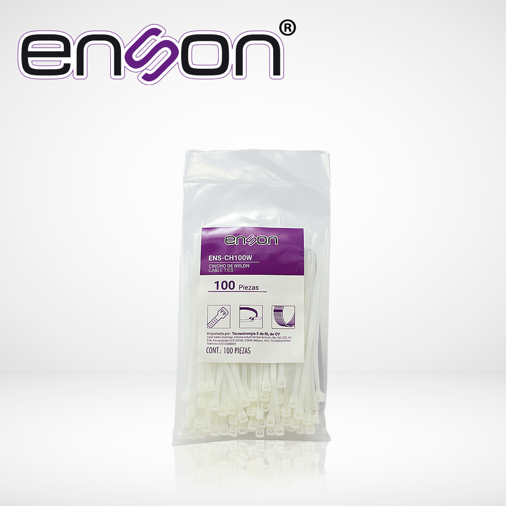 Enson Cincho Nylon ENS-CH100W 2.5 x 100mm, Fuerza de Tensión 8kg