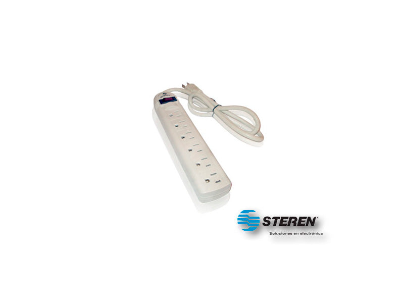 Steren Multicontacto Barra Multi 6, 6 Salidas, Polarizado, Ideal para Equipos