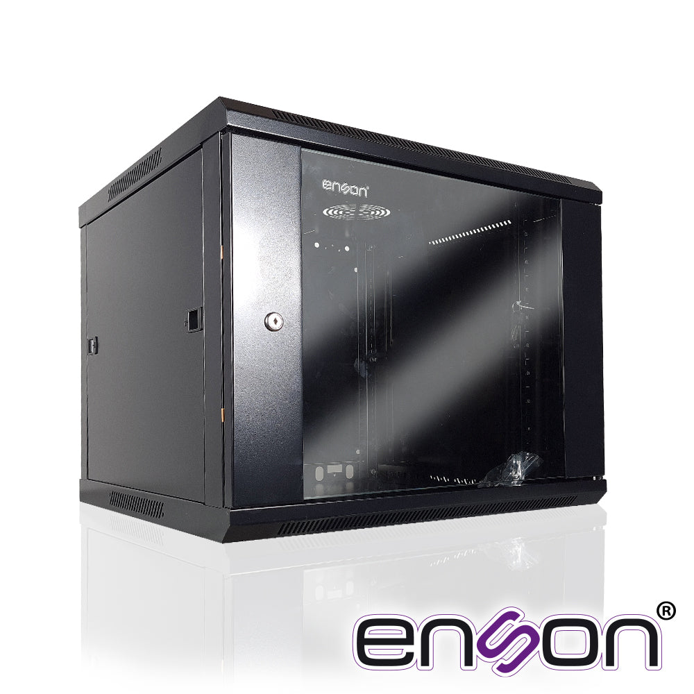 ENSON Gabinete de Pared ENS-RKGB9U2, 9U, 600x600x501mm, Ventilación para 2 Ventiladores de 11 cm