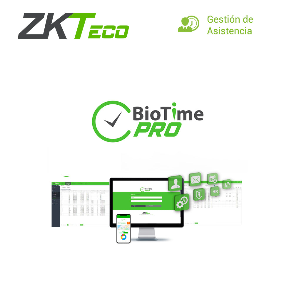 ZKTECO Licencia Biotime Pro ZKBTPRO-P5, 5 Equipos, 500 Empleados, App Permanente