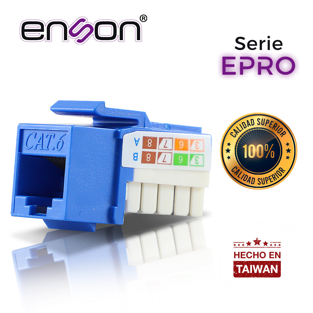 Enson Conector Modular RJ45 EPRO-JACK6-BL, Cat6, Color Azul, Vertical