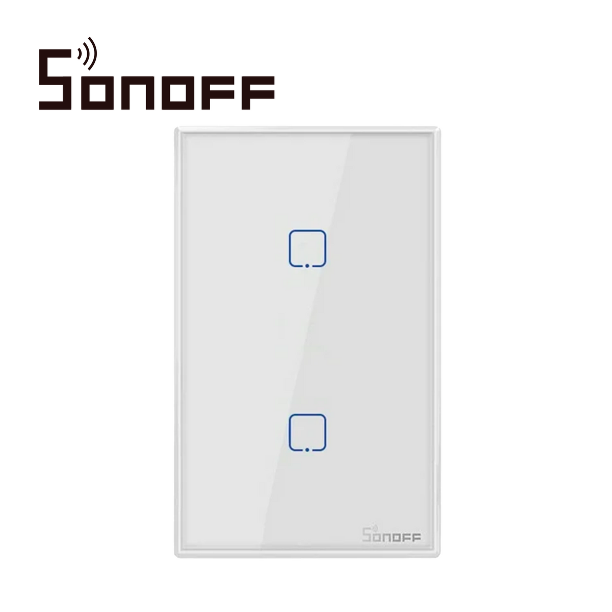 Sonoff Apagador de Pared Touch T2US2C-TX, 2 Canales, WiFi 2.4GHz, Compatible con Alexa