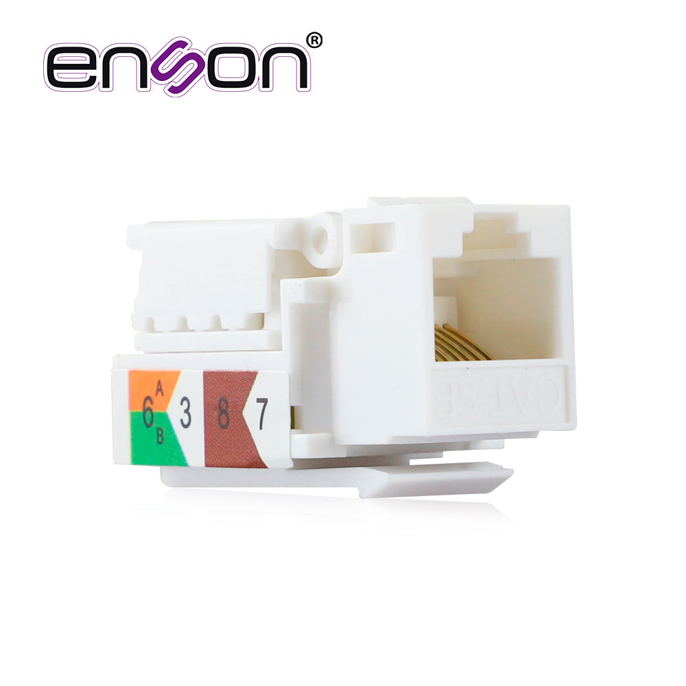 Enson Conector Jack ENS-JTL5EWH CAT5E 90 Grados, Ponchado Fácil, Blanco