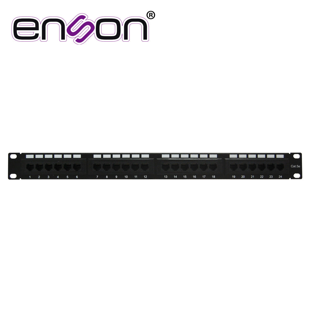 Enson Patch Panel ENS-PA24P5E, 24 Puertos, Montaje en Rack 19", Cat5e