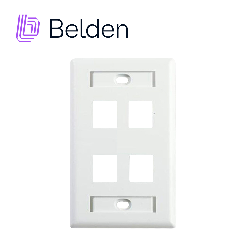 Belden Placa de Pared AX102249, Interior, Blanco, 4 Puertos, Producto Empresarial