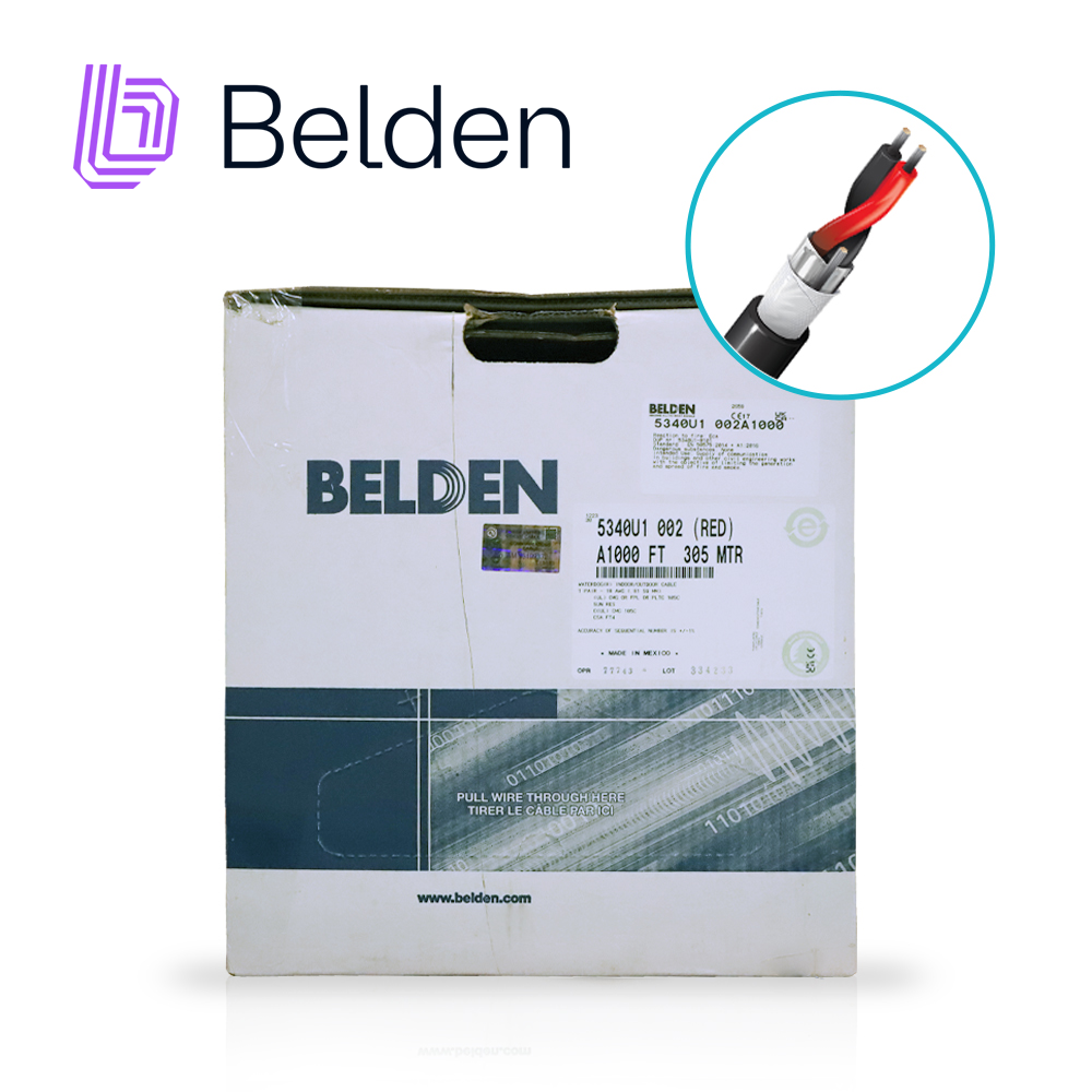 Belden Cable Para Seguridad 5340U1 002A1000, 2 Conductores 18 AWG, PVC Rojo