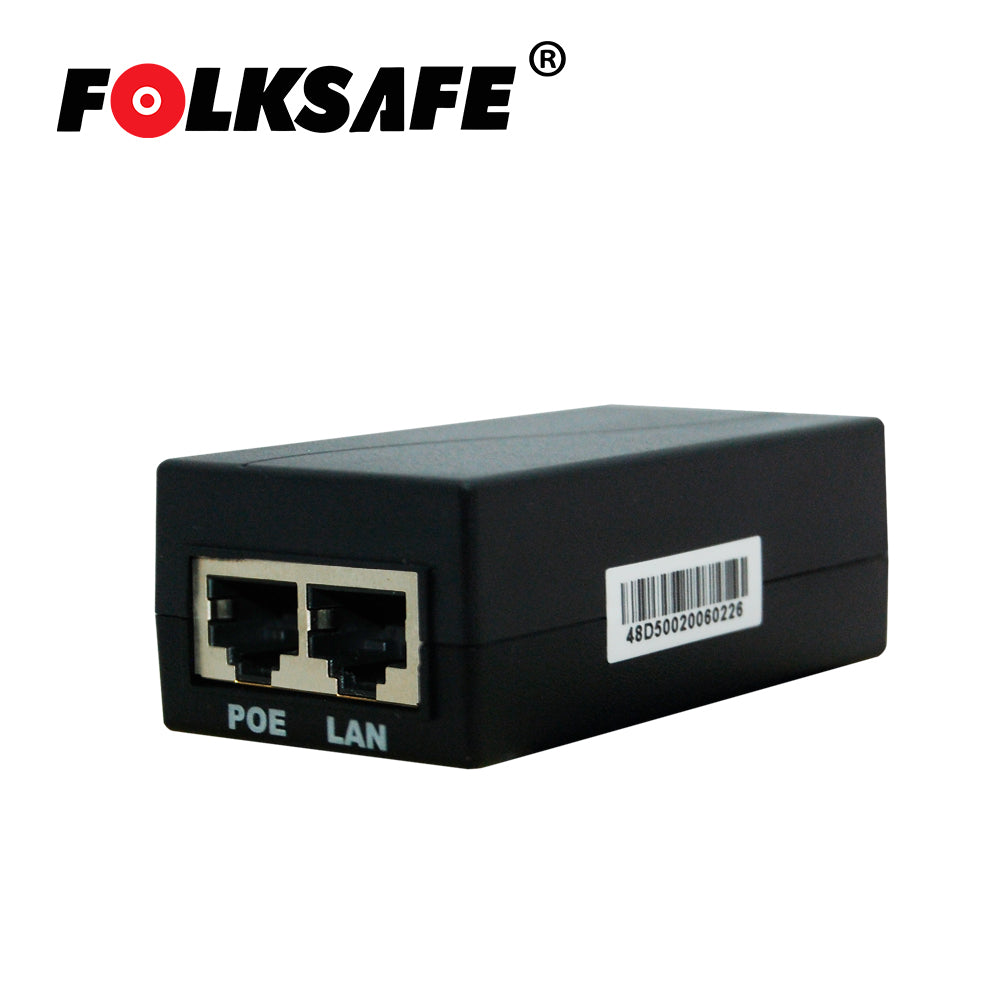 FolkSafe Inyector PoE FS-48D500, 100-240VAC, 48VDC, 0.5A, Fast Ethernet