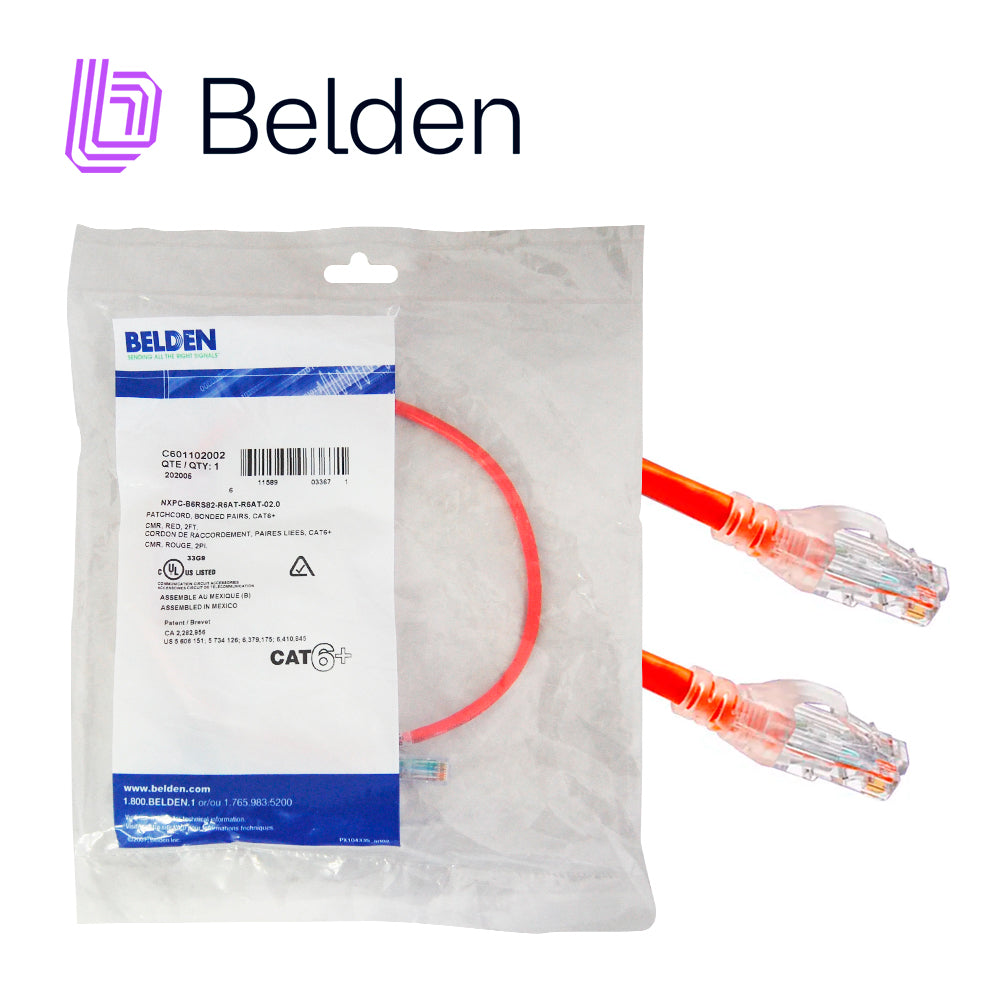 Belden Patchcord UTP Cat6 C601102002 0.6M, Rojo, 250 MHz, 24 AWG