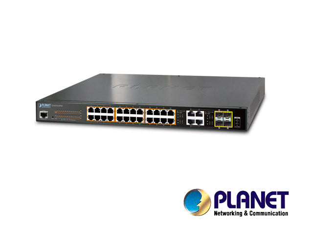 PLANET Switch Administrable GS-4210-24PL4C, 28 Puertos RJ45 10/100/1000 Mbps, 4 Puertos SFP, PoE 802.3at/af