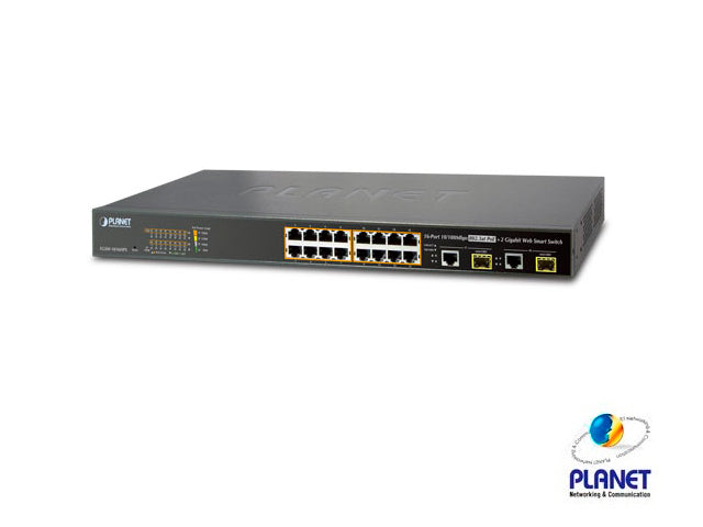PLANET Switch Administrable FGSW-1816HPS, 16 Puertos RJ45 10/100, 270W PoE