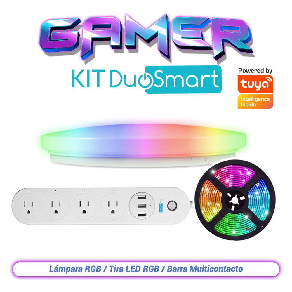 Duosmart Gamer Kit Duosmart, 1 Lámpara RGB S20, 1 Tira LED RGB S30, 3 Enchufes