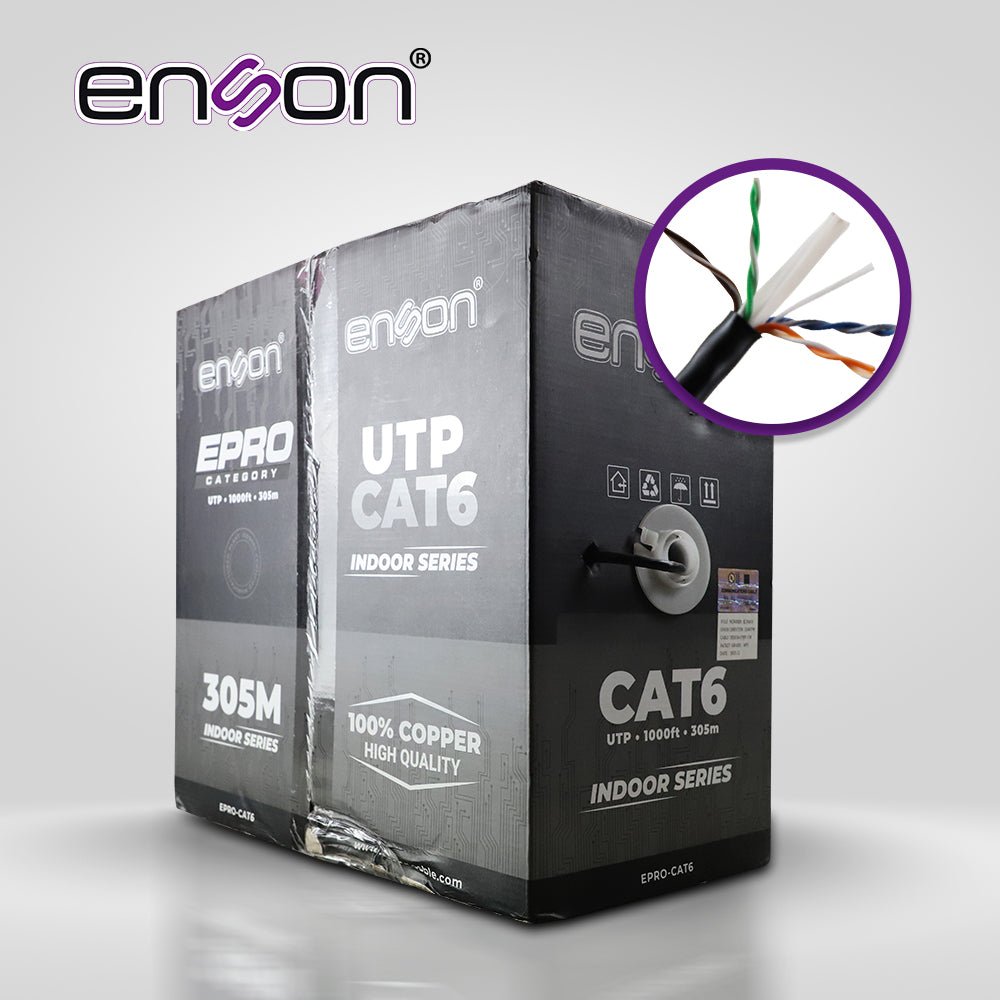 Enson Cable UTP Cat6 EPRO-CAT6 4 Pares 23 AWG 100% Cobre, 1000 Pies