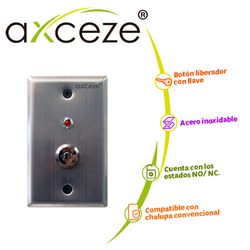 AXCEZE Switch Tipo Llave AX-K40, SPDT, 2 Llaves, Luz Roja, Seguridad ON/OFF
