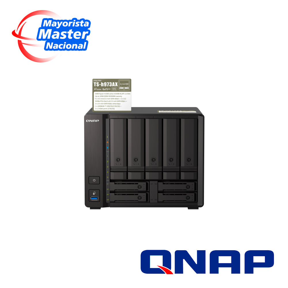 QNAP NAS QTS Hero TS-H973AX-8G-US, AMD Ryzen, 8GB RAM, 5 Bahías SATA