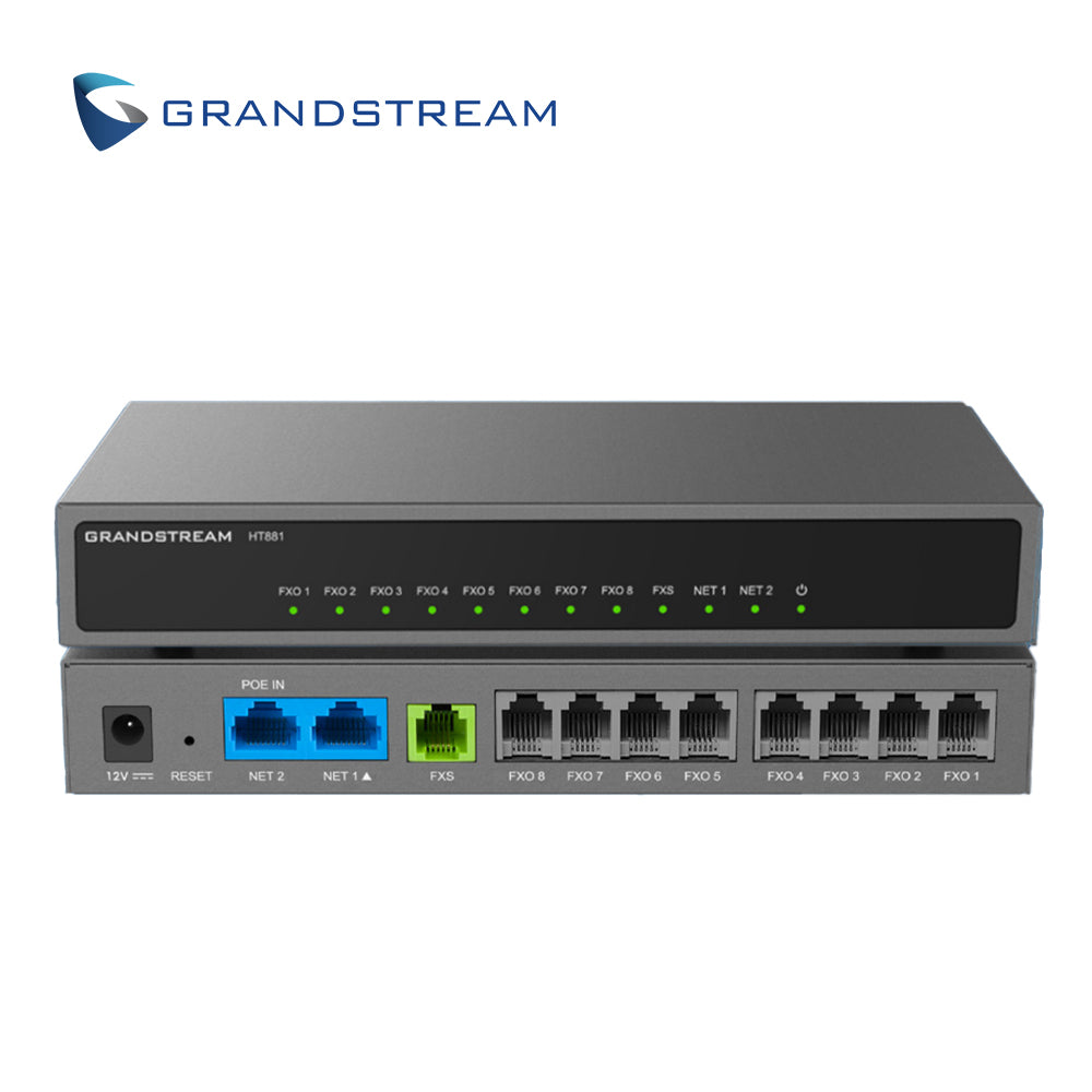 Grandstream Gateway FXO HT881, 8 Puertos FXO, 1 Puerto FXS, PoE 802.3af