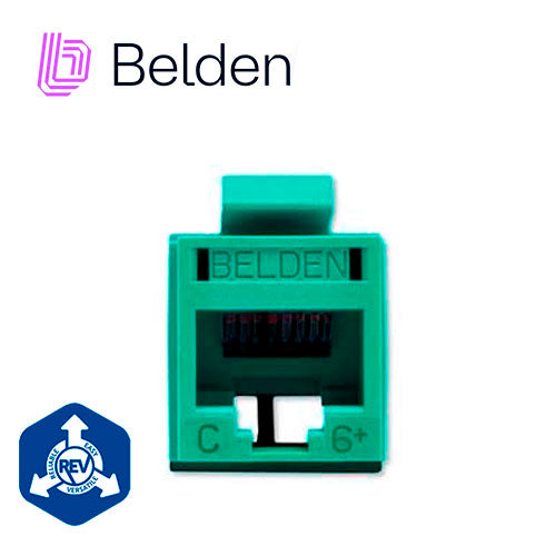 Belden Conector Modular Jack RJ45 Cat6 RV6MJKUGN-S1, 23-24 AWG, T568A/B, Uso Interior