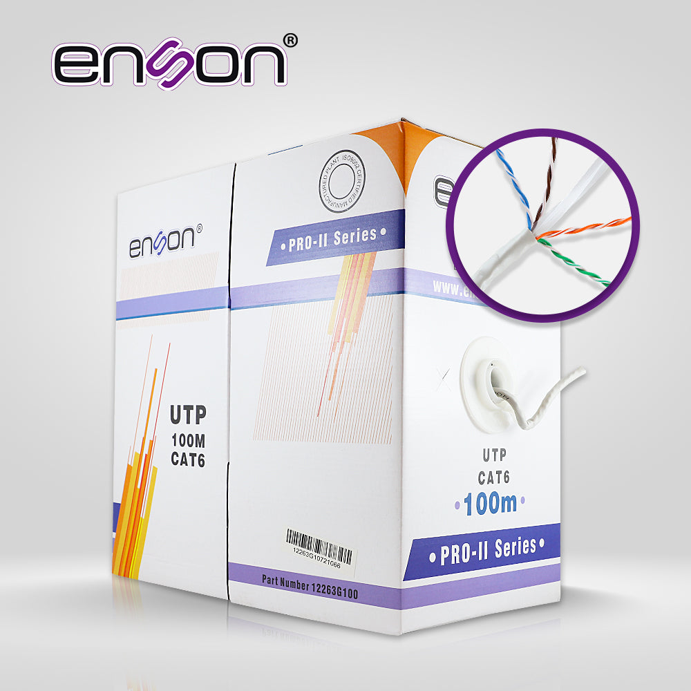 ENSON Cable UTP Cat6 12263G100, 100 Metros, 23 AWG, 100% Cobre, Uso Interior