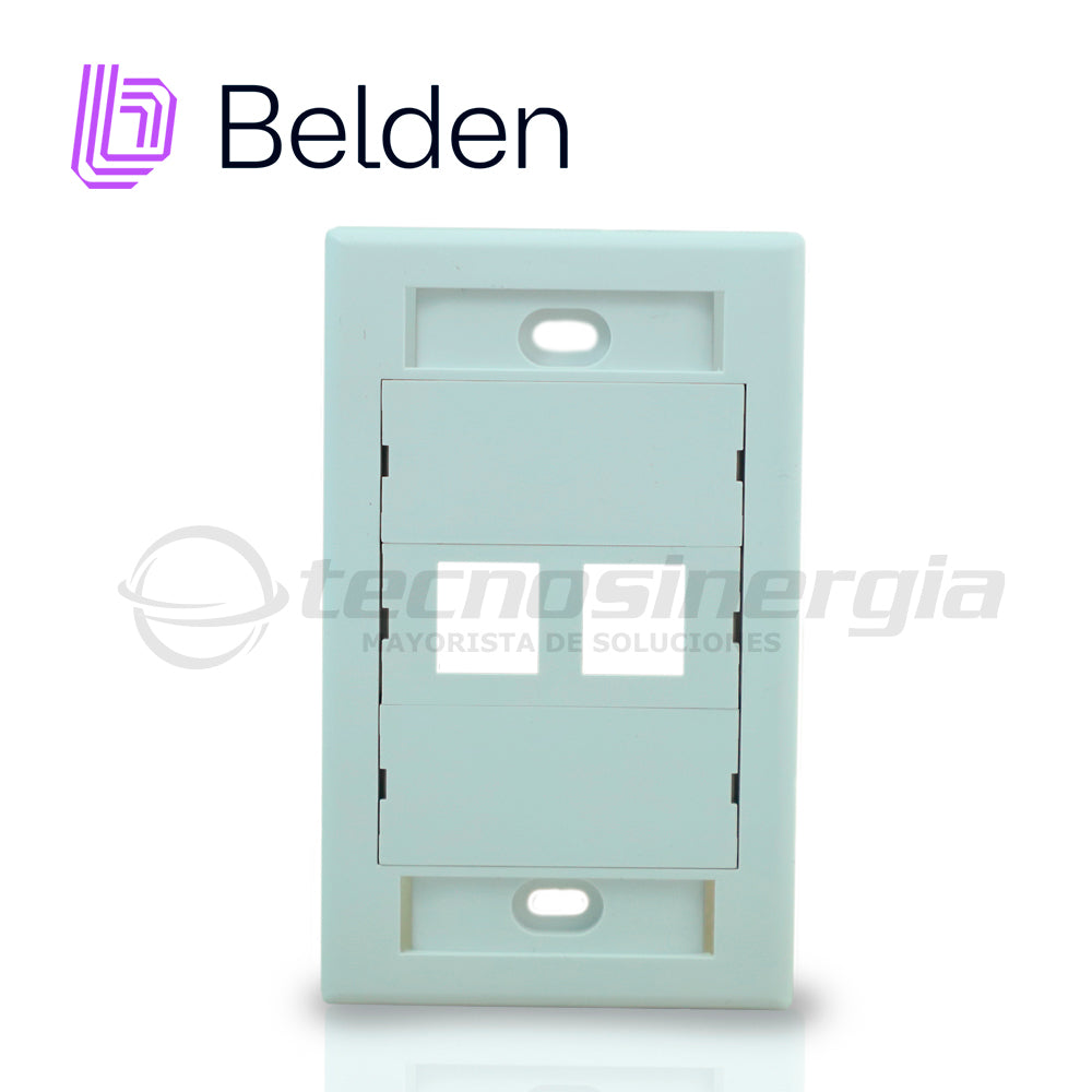 Belden Placa De Pared AX106619, 2 Puertos, Uso Interior, Color Blanco