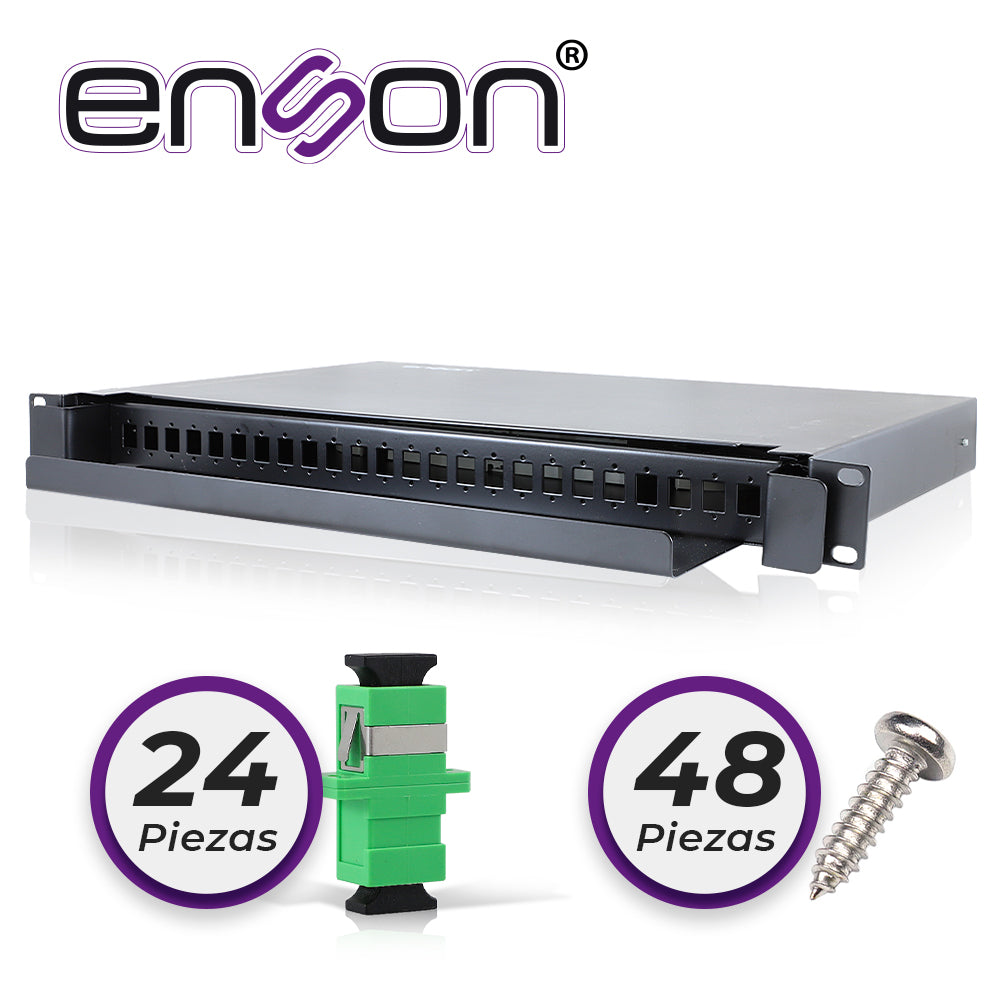 Enson Distribuidor de Fibra Óptica ENS-ODF8002, 1U Rack, Conectores SC APC
