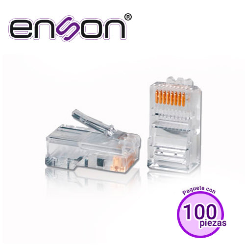 ENSON Conector RJ-45 Cat5e ENS-PLCAT5E, 8 Pines, Paquete 100 Piezas, Producto Empresarial