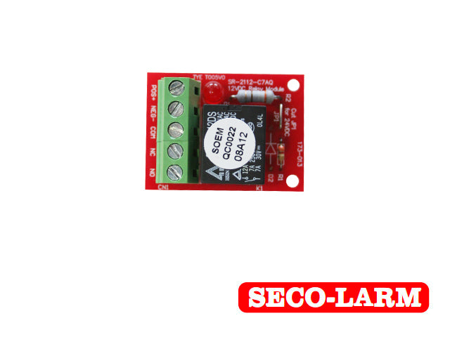 SECO-LARM Relevador Mini SR-2112-C7AQ, 12VCD 35mA, 24VCD 40mA, Soporta 40A