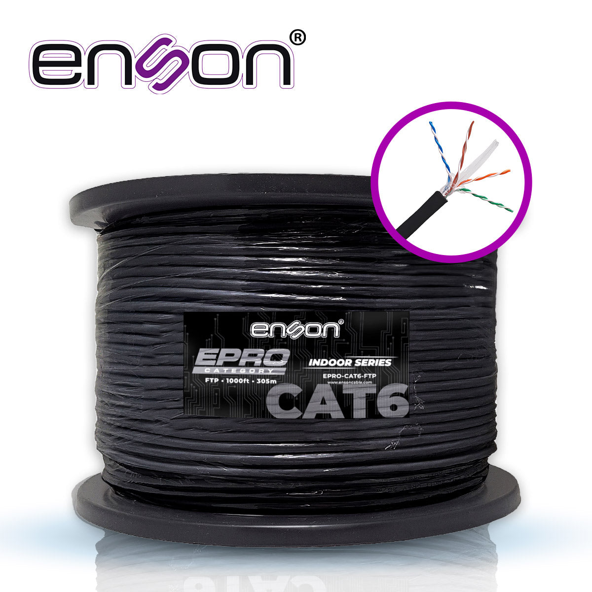 Enson Cable FTP Cat6 EPRO-CAT6-FTP, 4 PARES, 23 AWG, 100% Cobre, 1000 Pies
