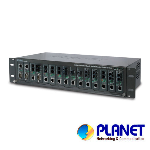PLANET Chasis Convertidor de Medios MC-1500, Soporta 15 Módulos, Montaje en Rack, Compatible con Fibra Óptica