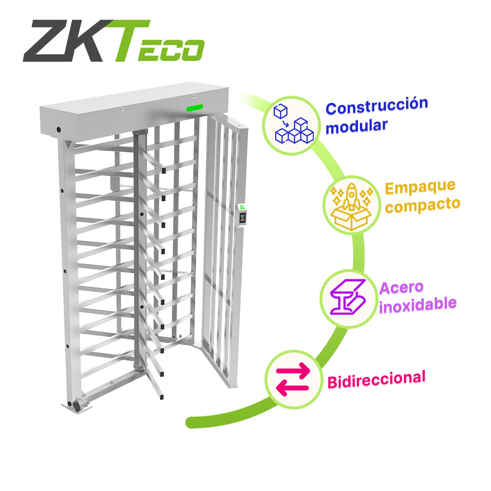 ZKTECO Torniquete FHT3400, Acero Inoxidable, IP54, 1 Millón de Ciclos, Bidireccional