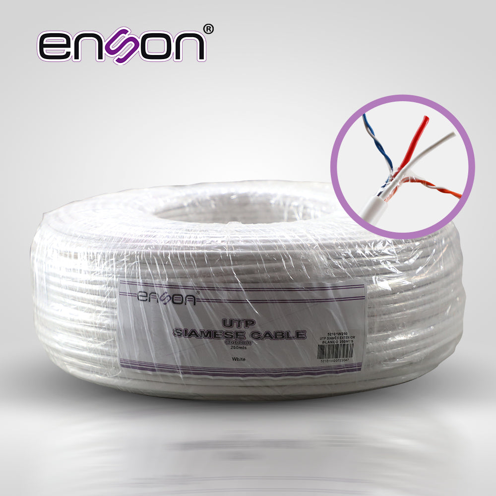 Enson Cable UTP Siames 52101W250, 4C, 250m, Calibre 18AWG, Exterior