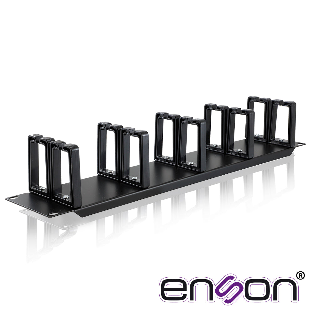 Enson Organizador Horizontal Frontal Rack ENS-CMR24, 2U, Peines de Policarbonato, Cumple Norma EIA