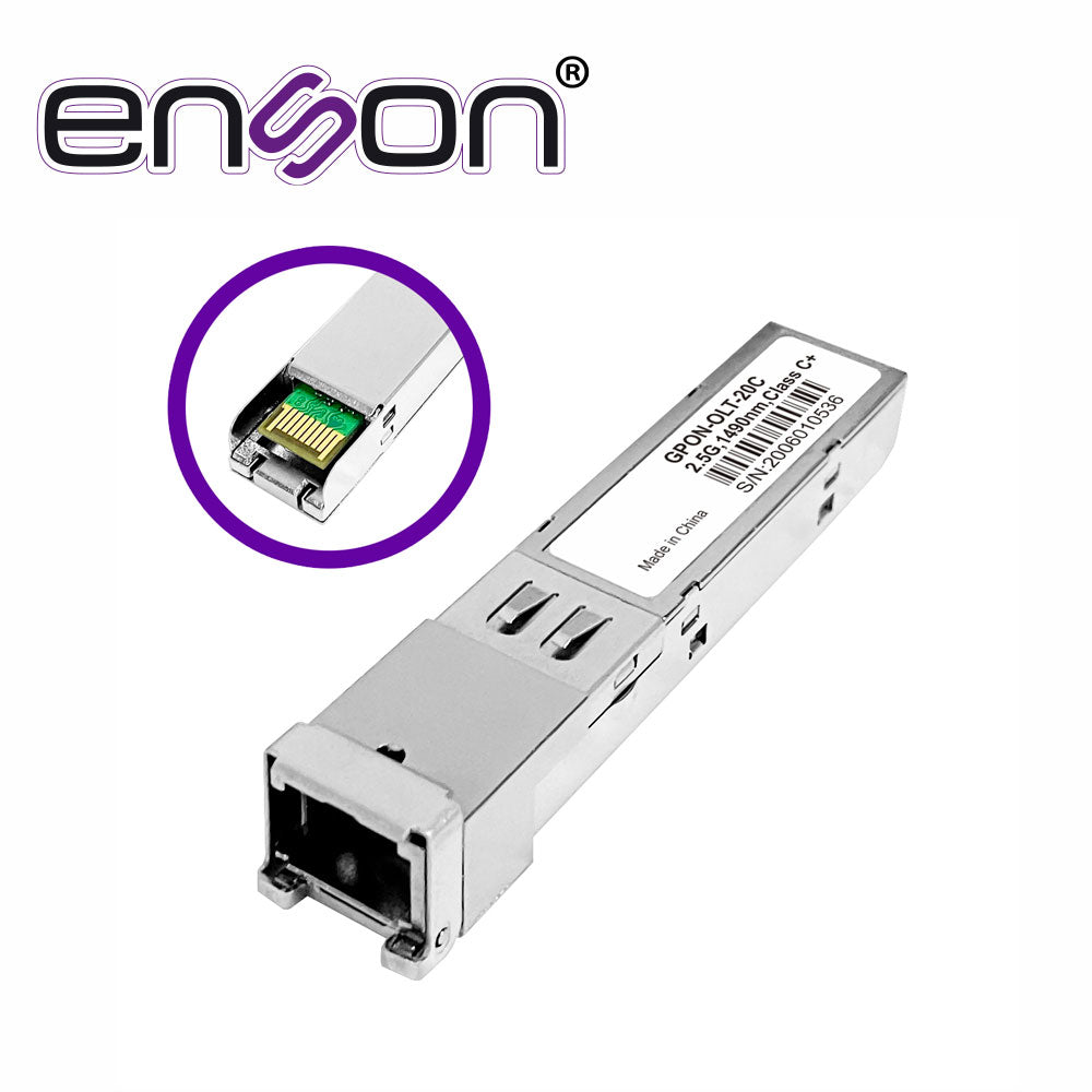 Enson Módulo GPON SFP Transceptor ENS-SFPSM/GPON-OLT-20C+, 2.5G, 1.25 Gbps, Conector SC, Hasta 20 km