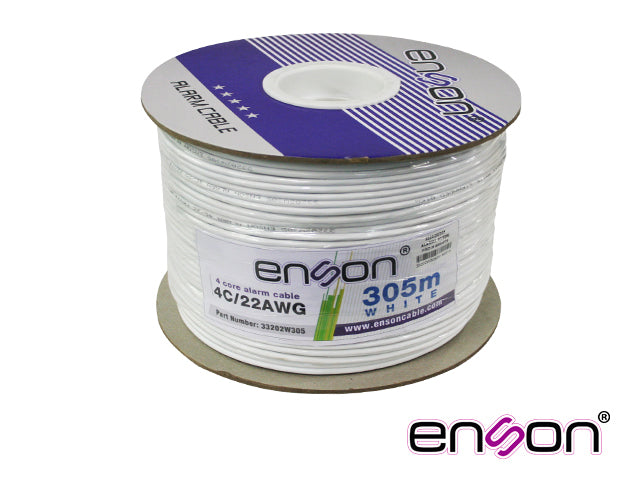 Enson Cable De Alarma ALARMA 33202W305 4C/22 AWG, 305 Metros, PVC Blanco