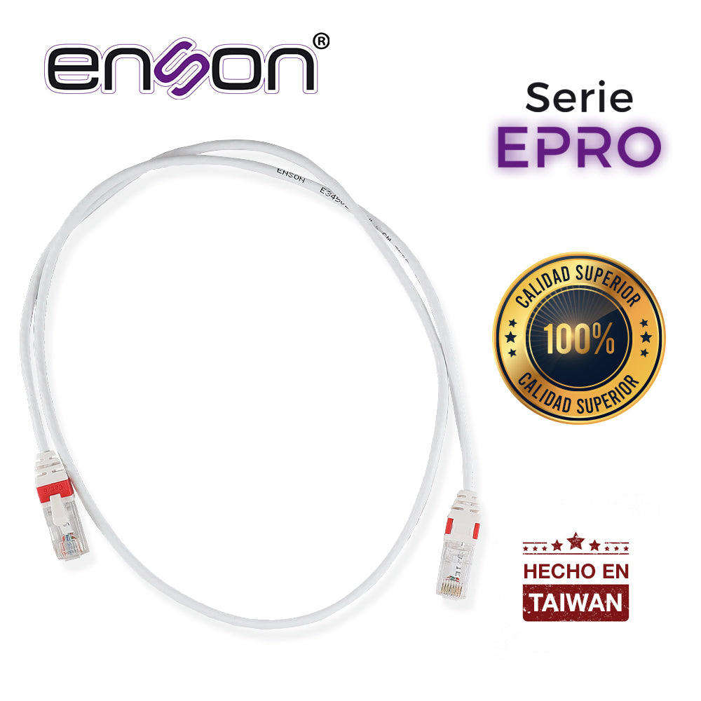 Enson Patchcord RJ45 EPRO-6PC90-WH 90cm Cat6, Ultra Delgado, Ideal Para Patchpanel