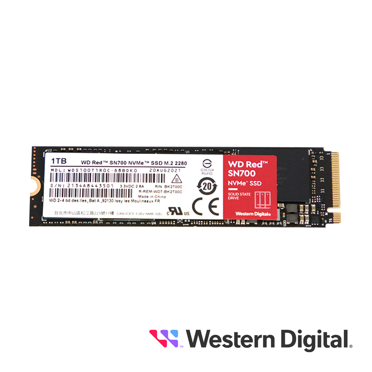 Western Digital SSD Red WDS100T1ROC, 1TB NVMe PCIe 3.0, 3430 MB/s