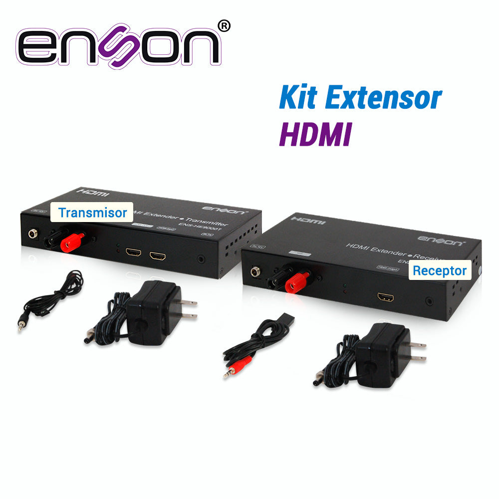 Enson Kit De Extensores HDMI ENS-HE9000, Resolución 1080P, Hasta 500 Mts, Incluye Transmisor Y Receptor